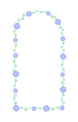Floral pastel clematis arch frame. Botanical flower border vector illustration. Simple elegant romantic style for wedding events, signs, logo, labels, social media posts, etc.