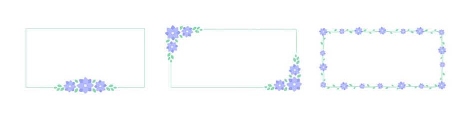 Fototapeta na wymiar Rectangle lavender floral frame set. Botanical flower border vector illustration. Simple elegant romantic style for wedding events, signs, logo, labels, social media posts, etc.