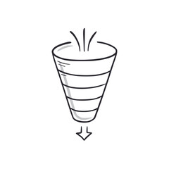 Sale, marketing funnel doodle. Funnel conversion hand drawn sketch style icon. Business marketing, sale filter doodle drawn concept. Vector illustration. - obrazy, fototapety, plakaty