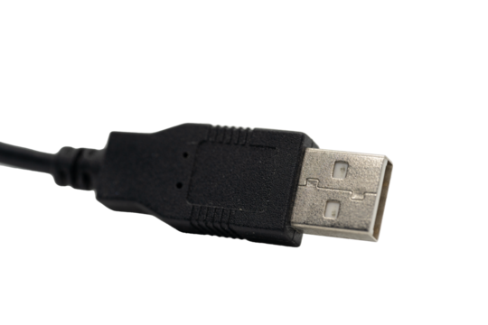 Nahaufnahme Schwarzes USB 3.0 Kabel von der Seite