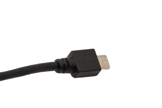 Schwarzes Micro USB Kabel von der Seite