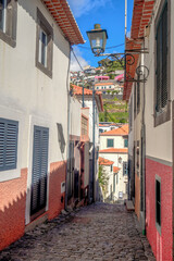 Fototapeta na wymiar view of Camara de lobos city center, Madeira, Portugal on sunny winter day in february 
