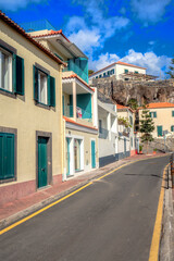 Fototapeta na wymiar view of Camara de lobos city center, Madeira, Portugal on sunny winter day in february 