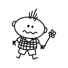 doodle kid, outline cartoon vector drawing child vector