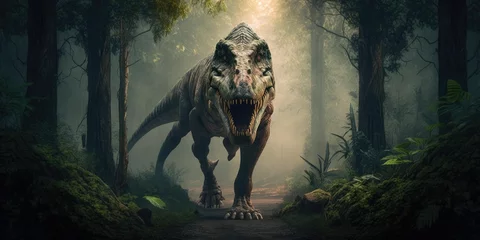 Tuinposter Prehistoric creature or dinosaur in the wild nature. Realistic style drawing. superlative generative AI image. © Summit Art Creations