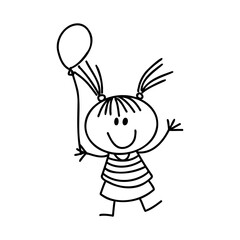 doodle kid, outline cartoon vector drawing child vector
