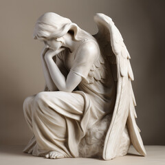 statue, angel, cry, sculpture, marble, greek, art, ancient, religion, stone, history, architecture, woman, god, greece, religious, monument, old, rome, antique, culture, church, generative, ai