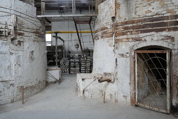 An old brick kiln for firing porcelain, according to ancient technologies and firing ceramic...