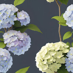 Hydrangea,  oil paint tiles pattern texture seamless illustration flat