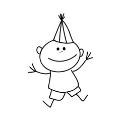doodle kid, outline cartoon vector drawing child vector