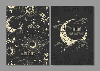 Cover design with astrology pattern. Applicable for notebook cover, planner, brochure, book, catalog etc. 
