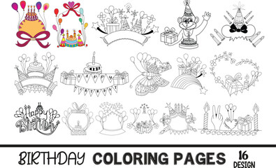 Birthday Colouring Pages Bundles
