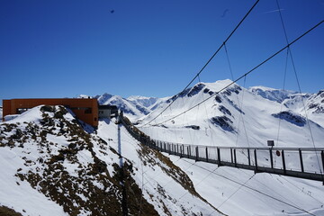 bridge in the alps with snow