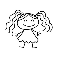 doodle kid, outline cartoon vector drawing child vector