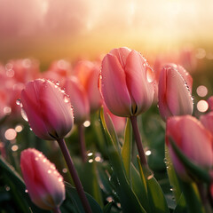 Tulpen im Morgentau