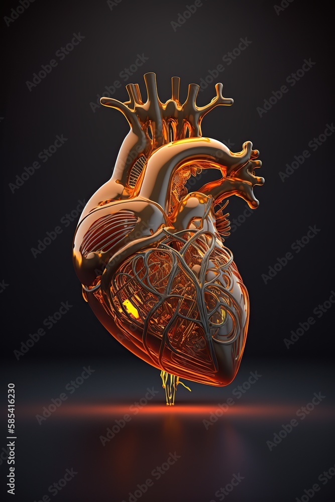 Poster heart and mechanisms - beautiful blend made with generative ai