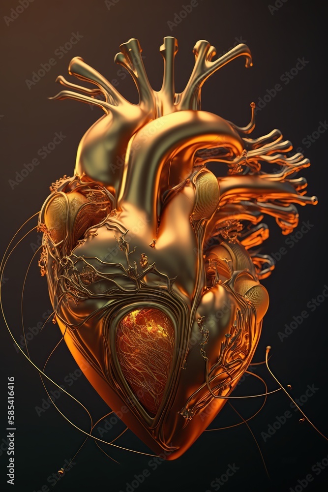 Poster heart and mechanisms - beautiful blend made with generative ai