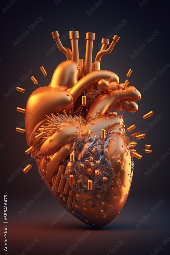 Poster heart and mechanisms - beautiful blend made with generative ai