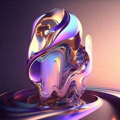 Abstract liquid background, 3d, neon. Generative AI.