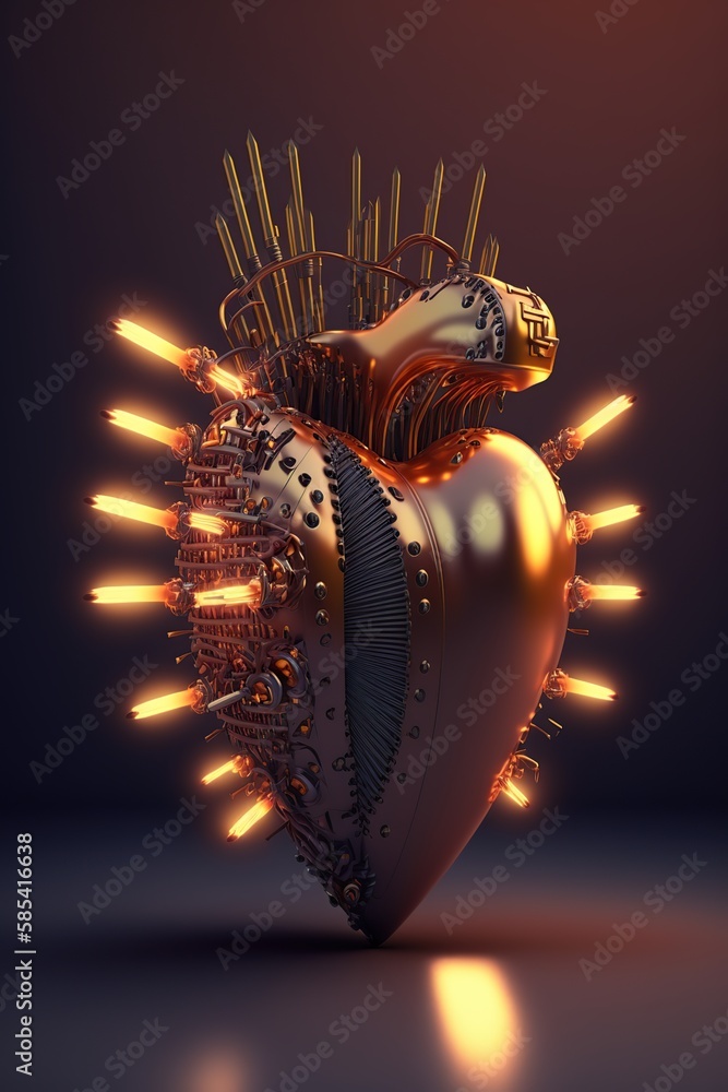 Poster heart and mechanisms - beautiful blend made with generative ai