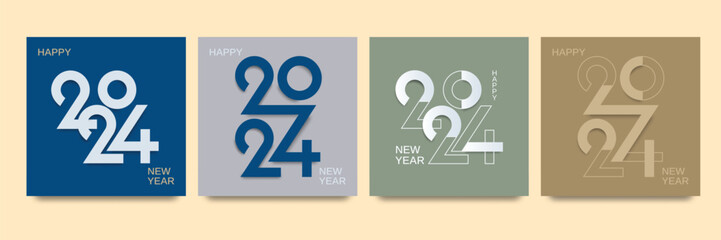 2024 new year design template with typography logo. minimalistic modern background for cover, banner and card