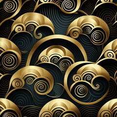 japanese golden storm elements ornament patternt seamless 
