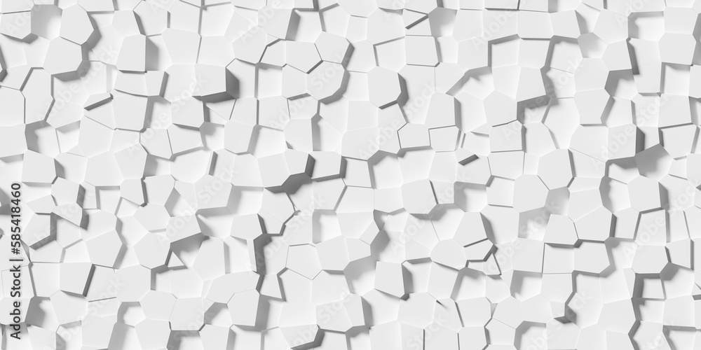 Poster random shifted white polygon geometrical tiny prism shaped fracture structure pattern background wal