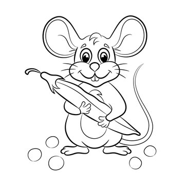 Little mouse. Coloring book for children. Vector image.