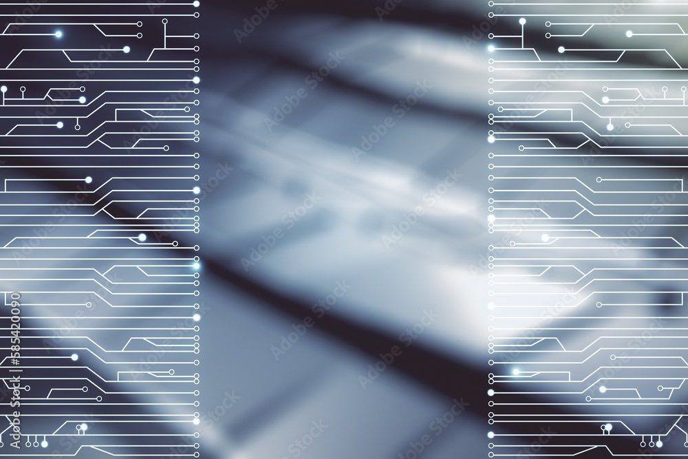 Aufkleber abstract virtual micro chip hologram on abstract metal background, artificial intelligence and machi