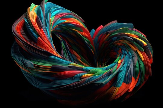 3D rendering of colorful abstract twisted wavy shape in motion. Computer generated geometric digital art, Generative AI © abstract Art
