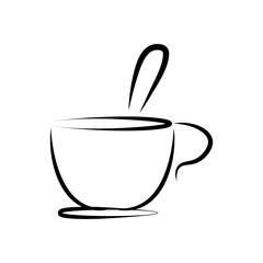 Coffee cup icon. line art.