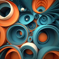 Abstract background of circles, 3d. Generative AI.