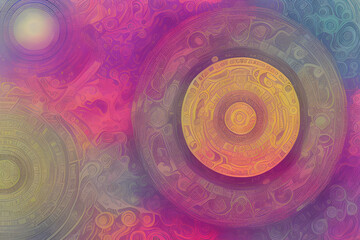 Abstract colorful gradient background with pattern and circles