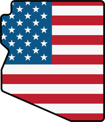 Naklejka premium outline drawing of arizona state map on usa flag.