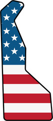 Fototapeta premium outline drawing of delaware state map on usa flag.