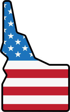 recommend clip art: outline drawing of idaho state map on usa flag.