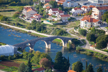 Fototapeta na wymiar The historic monument of the Arslanagic bridge in Trebinje.