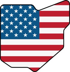 outline drawing of ohio state map on usa flag.