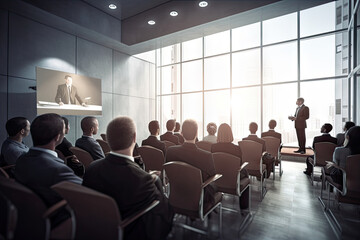 Fototapeta premium Arbeitgeber hält eine Präsentation vor einer Gruppe von Angestellten