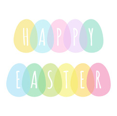 cute easter greeting card with painted eggs