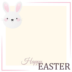 Obraz premium cute easter greeting card with painted eggs, rabbits and cakes