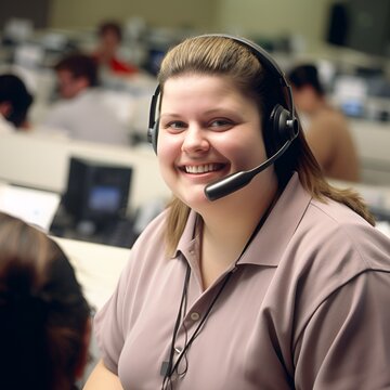 woman working in call center