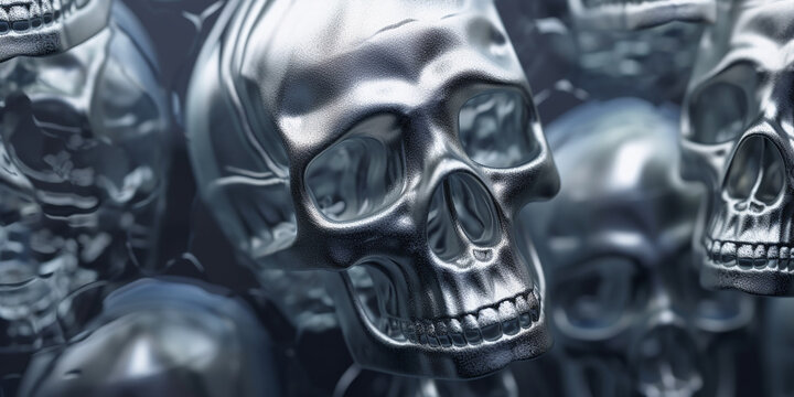 Skull Sch&auml;del Totenkopf silber wei&szlig; metall Hintergrund