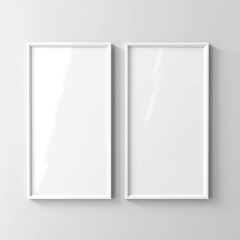 Two empty white frames hanging on a wall ai generative