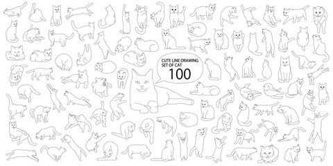 Cute cat illustration set 100 in various poses © SUE