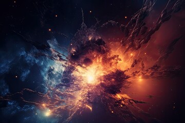 Obraz na płótnie Canvas The Beauty of the Universe: A Bursting Star Field Galaxy in the Night Sky: Generative AI