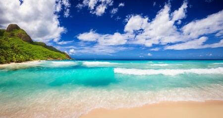 Naklejka na ściany i meble A Perfect Day of Tranquil Bliss on a Caribbean Beach generative ai