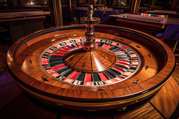 Naklejka premium Casino roulette close up. Roulette wheel. Gambling addiction. Created with Generative AI