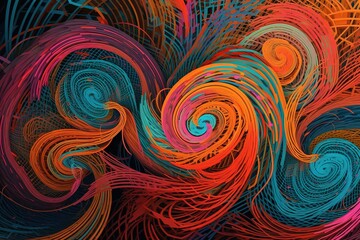 Fototapeta na wymiar Colorful spiral lines background pattern, Generative AI