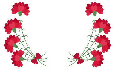 赤いカーネーションの花束のフレーム